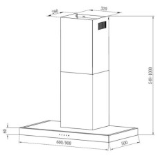 Каминная вытяжка Krona RUT 900 inox 3P-S
