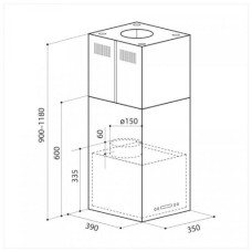 Каминная вытяжка LEX Tubo Quattro Isola 350 Inox